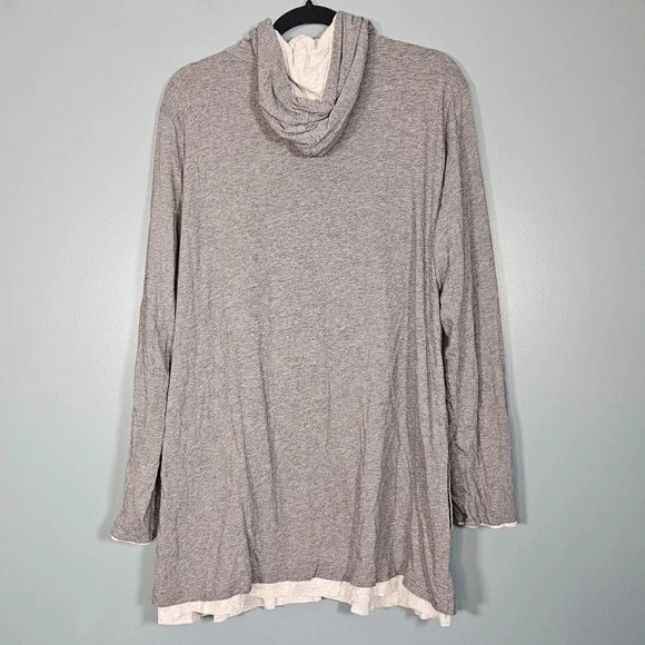 Pure Jill Women's Reversible Gray Hooded Cardigan Duster 100% Pima Cotton XL - Picture 2 of 7